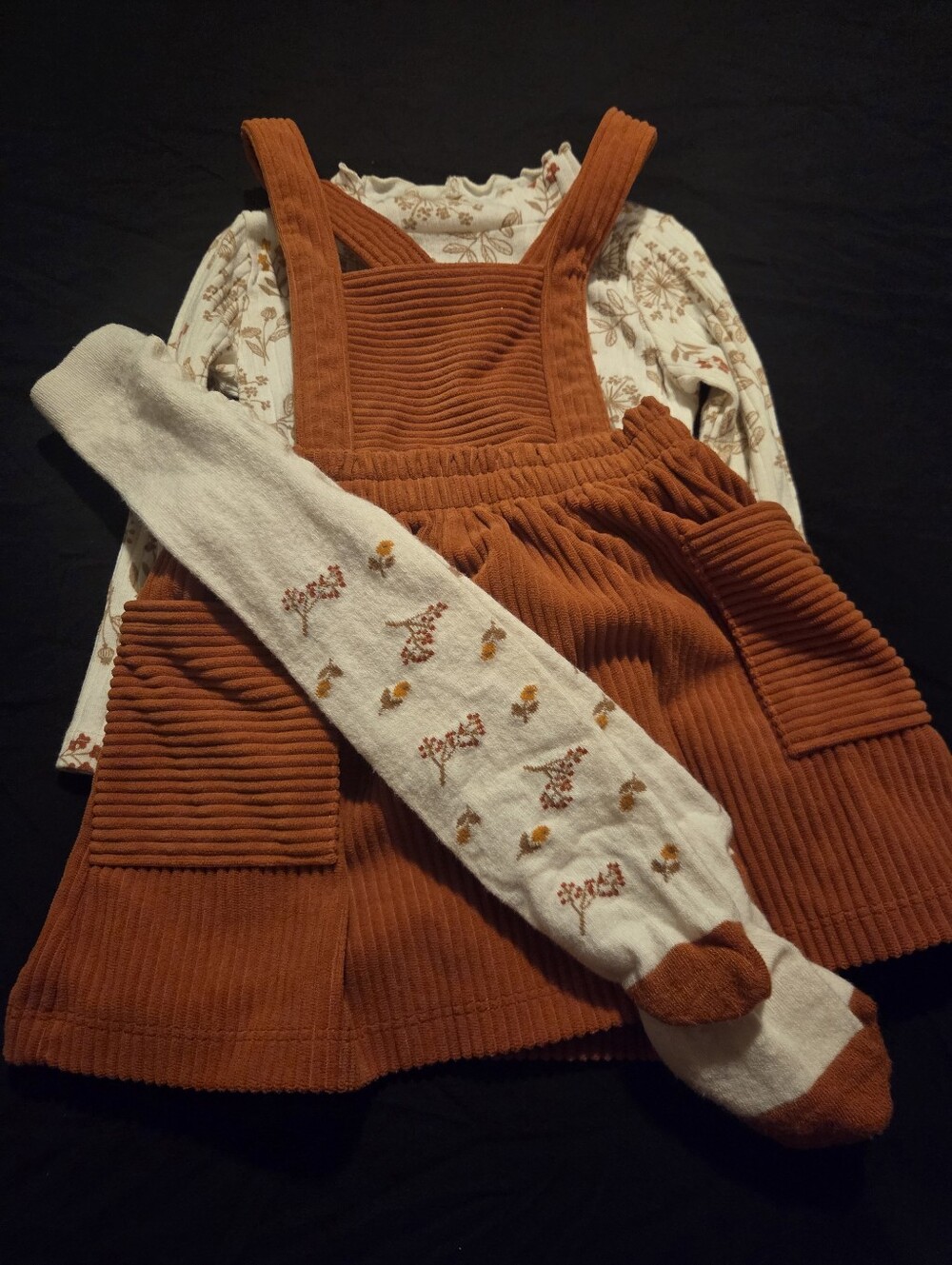 Wonder Nation Fall Dress With Floral Tights